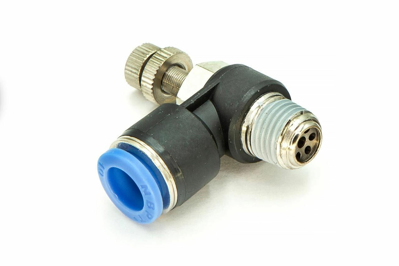 Регулятор расхода воздуха L-образный с наружной резьбой