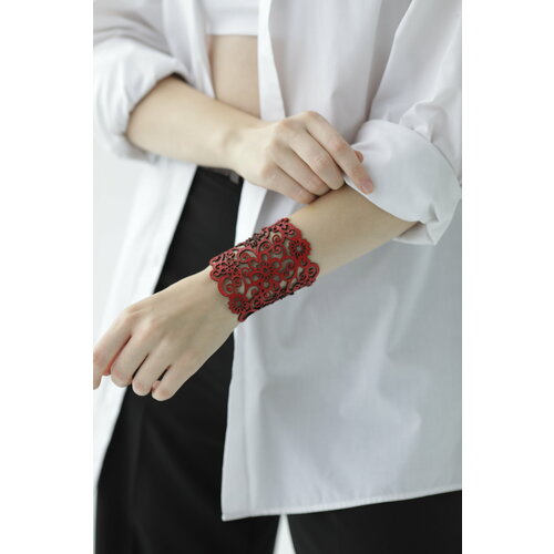 Браслет КОЖАНЫЙ ЦВЕТОК 1 шт размер 16 см размер one size красный 599₽