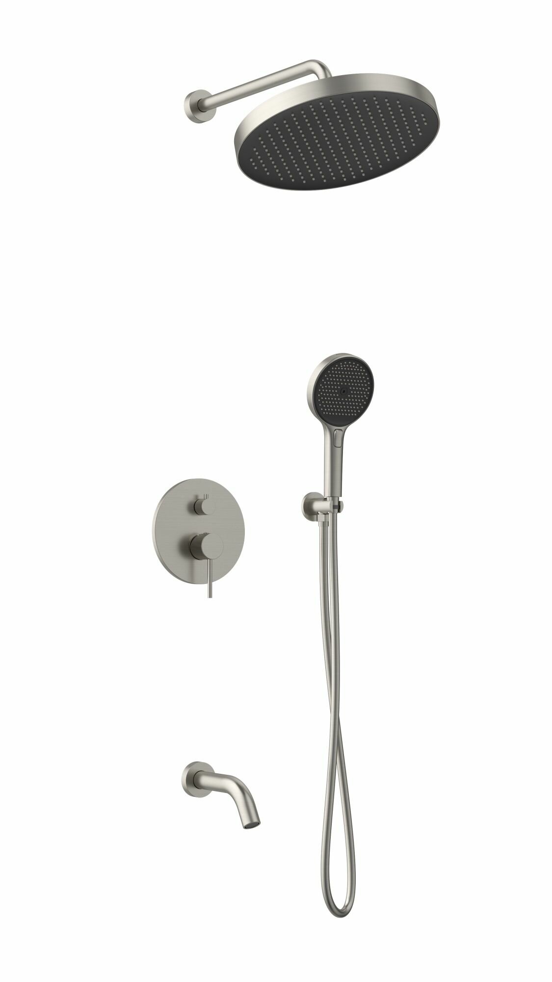 Душевая система с тропическим душем и смесителем скрытого монтажа никель