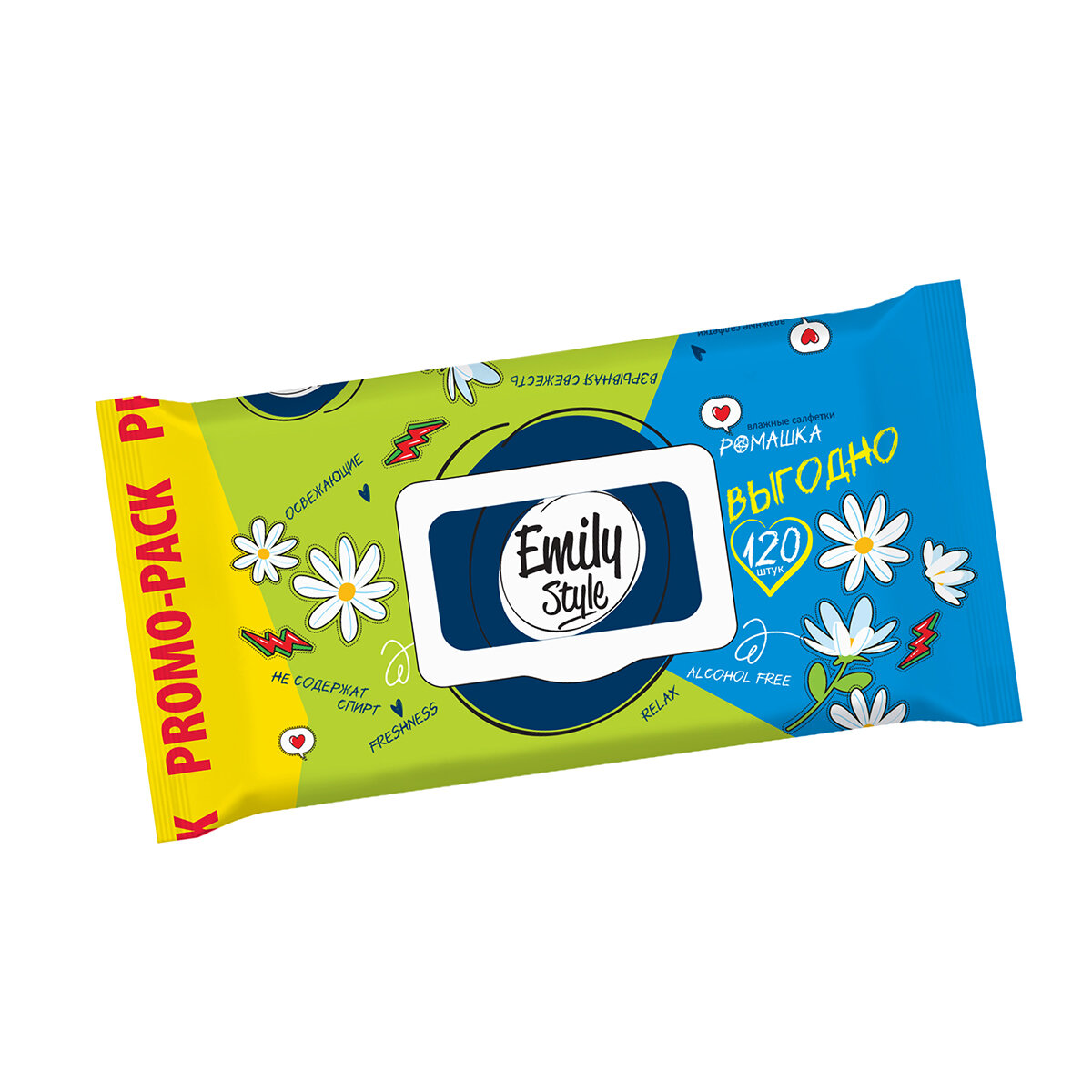 Влажные салфетки Emily Style Ромашка, 120 шт