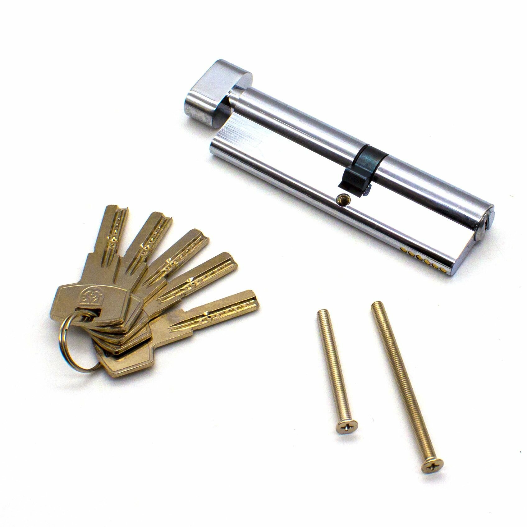 Цилиндр замка с вертушкой DWF Profi 110 мм (50x60) 5 ключей перфоключ хром