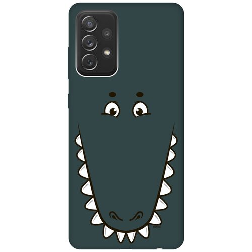 фото Силиконовая чехол-накладка silky touch для samsung galaxy a72 с принтом "minimalistic croco" темно-зеленая gosso