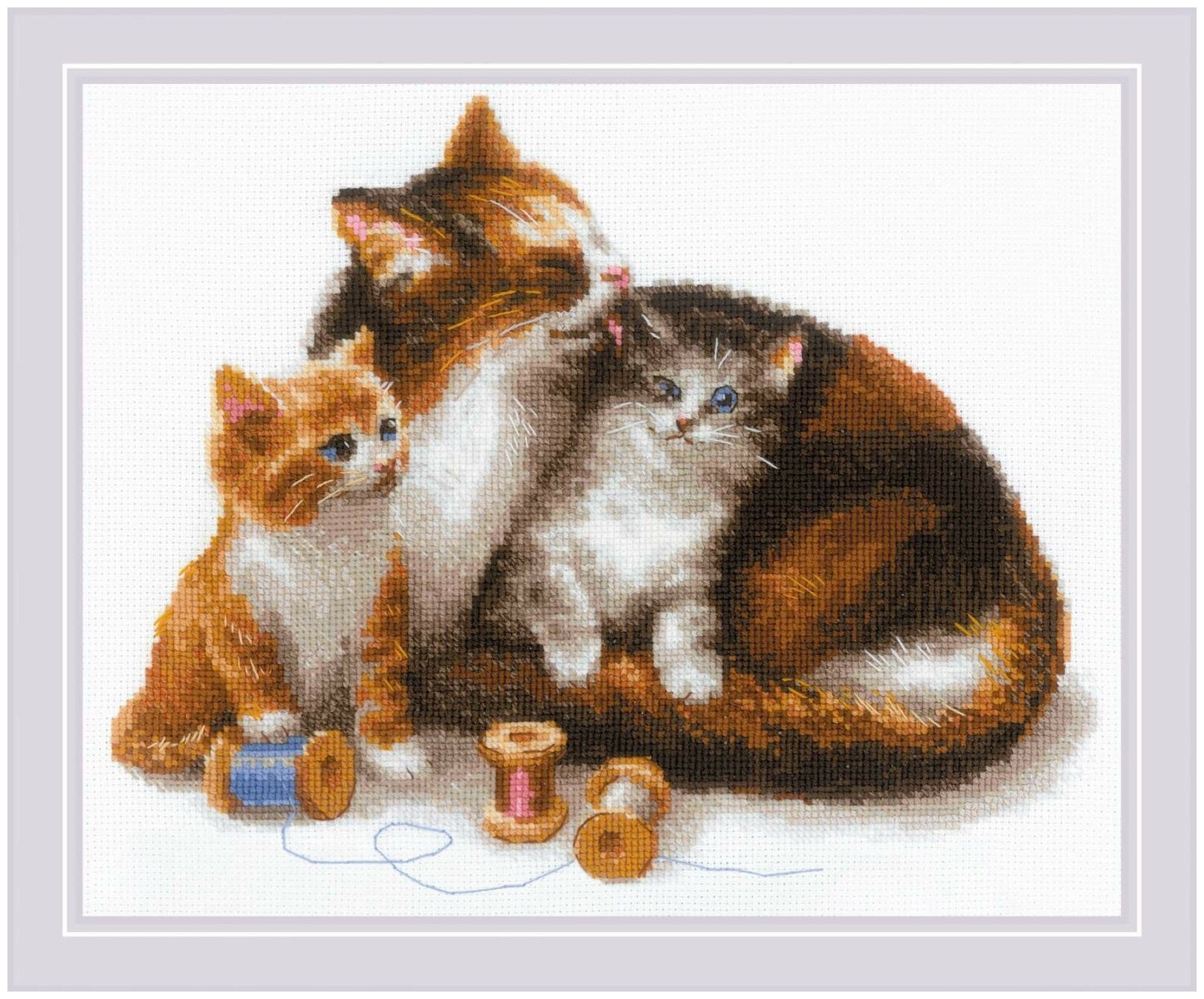 Набор для вышивания крестом Кошка с котятами Риолис арт.1811 30х24 см