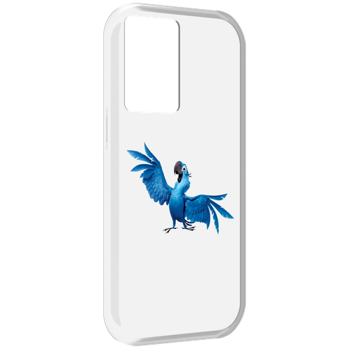 Чехол MyPads голубой-попугайчик для OnePlus Nord N20 SE задняя-панель-накладка-бампер