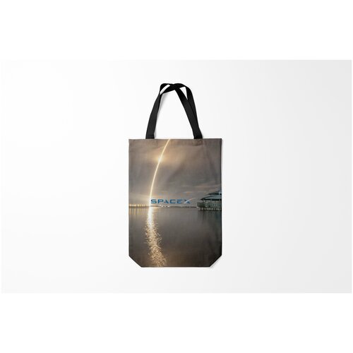 фото Сумка-шоппер / 31х42 см / популярные иллюстрации / астрономия космос spacex dragon 2 burnettie