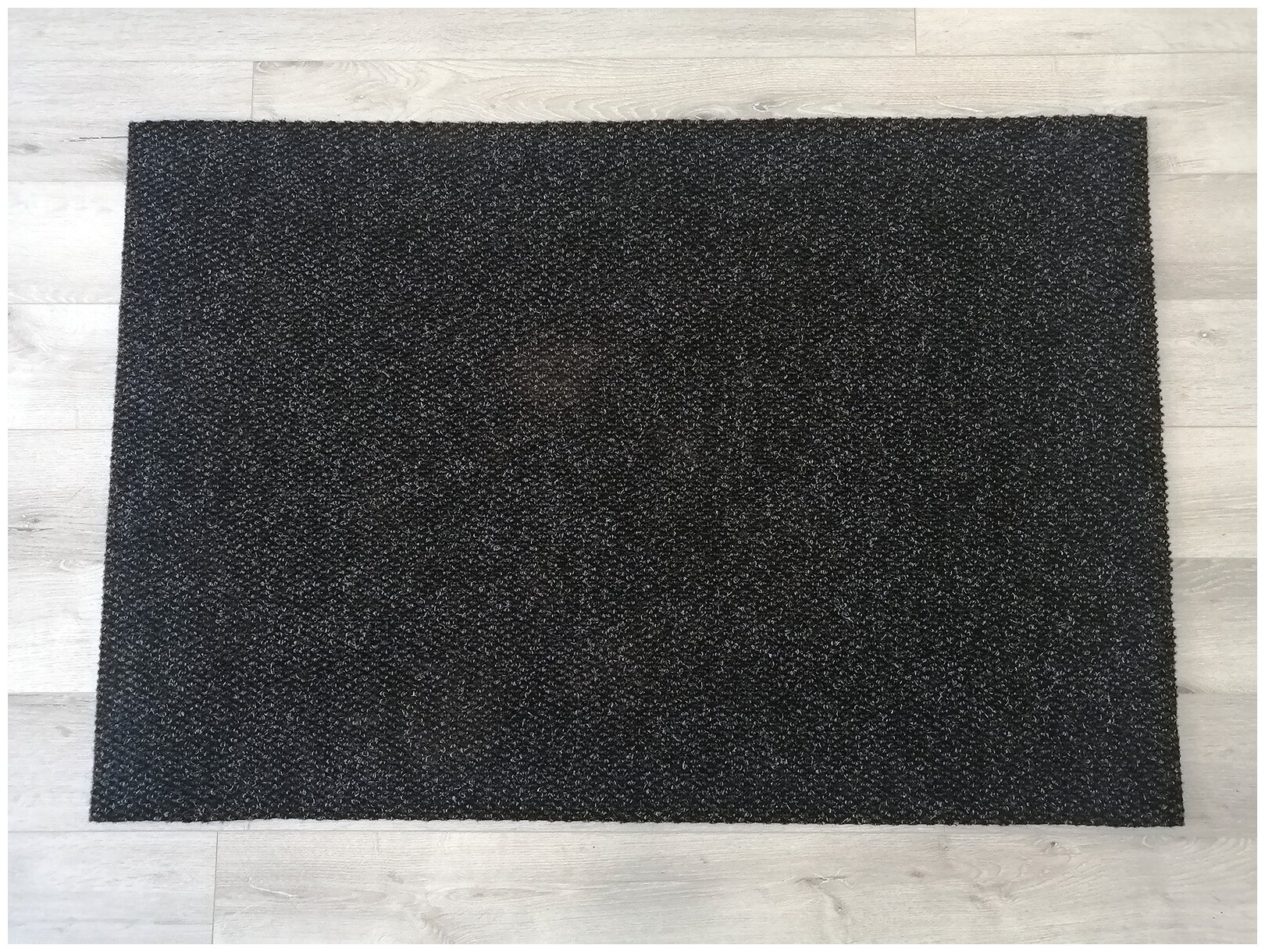Износостойкий придверный ворсовый коврик на подложке 120х80 см темно-серого цвета - фотография № 2