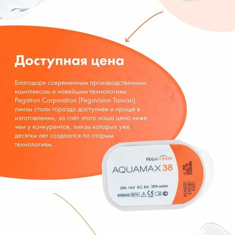 PegaVision Aquamax 38 (4 линзы) Квартальные -4.00 R 8.6