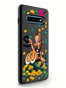 Черный силиконовый чехол MustHaveCase для Samsung Galaxy S10 Plus Уточка Девочка для Самсунг Галакси С10 Плюс Противоударный