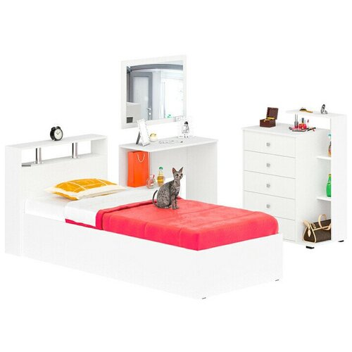 Комплект мебели СВК Камелия спальня № 7 белый 90х200