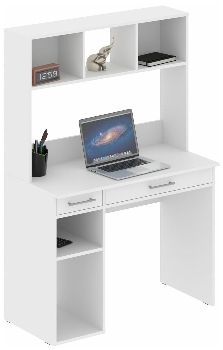 Компьютерный стол с ящиками и полками / письменный стол SKYLAND COMP CD 1080, белый, 100х50х148 см