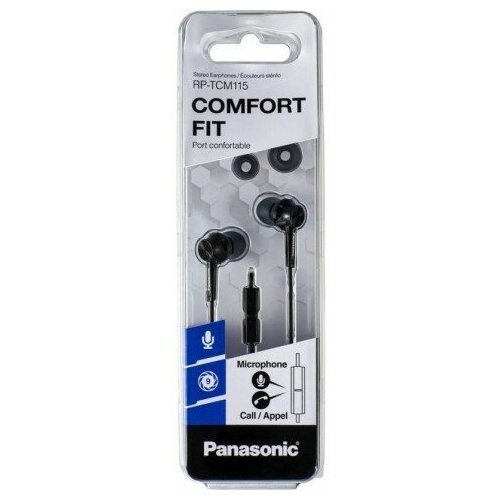 Гарнитура внутриканальные Panasonic RP-TCM115GC 12м черный проводные в ушной раковине RP-TCM115GCK 138300₽
