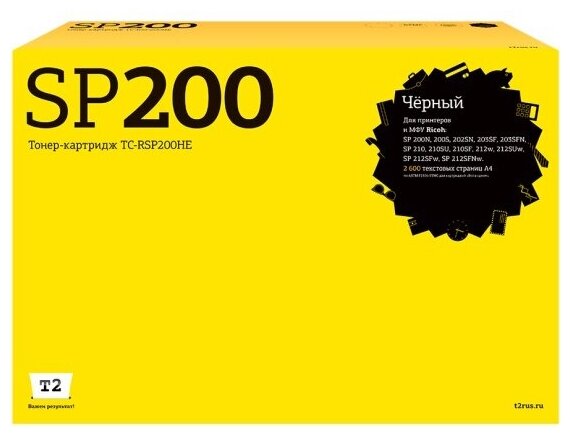 Картридж лазерный T2 TC-RSP200HE (SP200HE/407262) для Ricoh, цвет черный