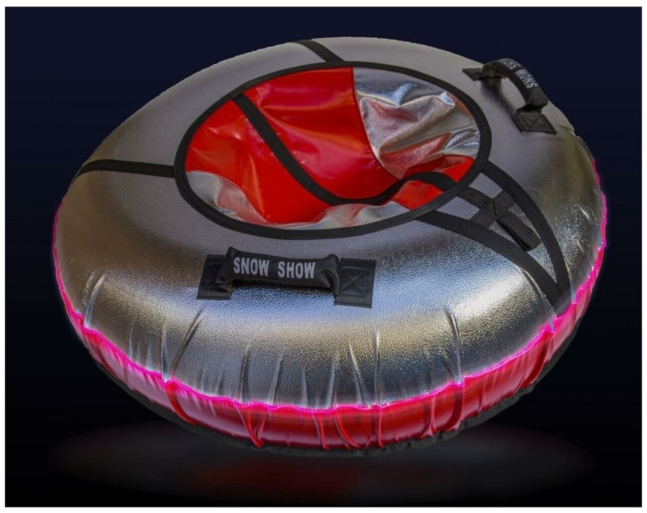 Санки надувные Тюбинг RT NEO со светодиодами красный + автокамера, диаметр 105 см