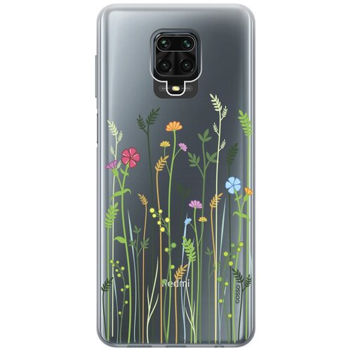 фото Ультратонкий силиконовый чехол-накладка clearview для xiaomi redmi note 9s / note 9 pro с 3d принтом "flowers & fern" gosso