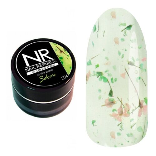 Nail Republic Базовое покрытие Color Base Sakura, №204, 5 мл, 5 г база каучуковая камуфлирующая rubber base cover pink 18мл irisk