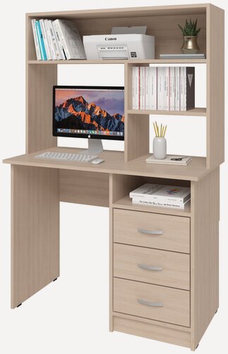 Изображение товара Стол письменный Хит-43, Ширина 120 см, Глубина 50(30) см, Высота 150(75) см, цвет: Ясень шимо светлый