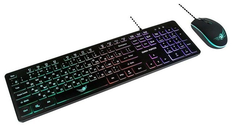 Игровой комплект DIALOG KMGK-1707U BLACK Gan-Kata - клавиатура + опт. мышь с RGB подсветкой