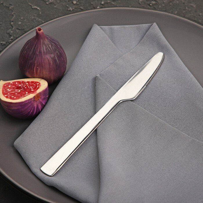 Нож столовый Доляна «Нью Гастро», длина 20 см, толщина 2 мм, цвет серебряный, 12 штук