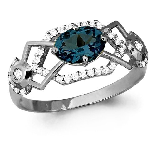 фото Серебряное кольцо aquamarine а6558208а с фианитом и лондон топазом diamant-online