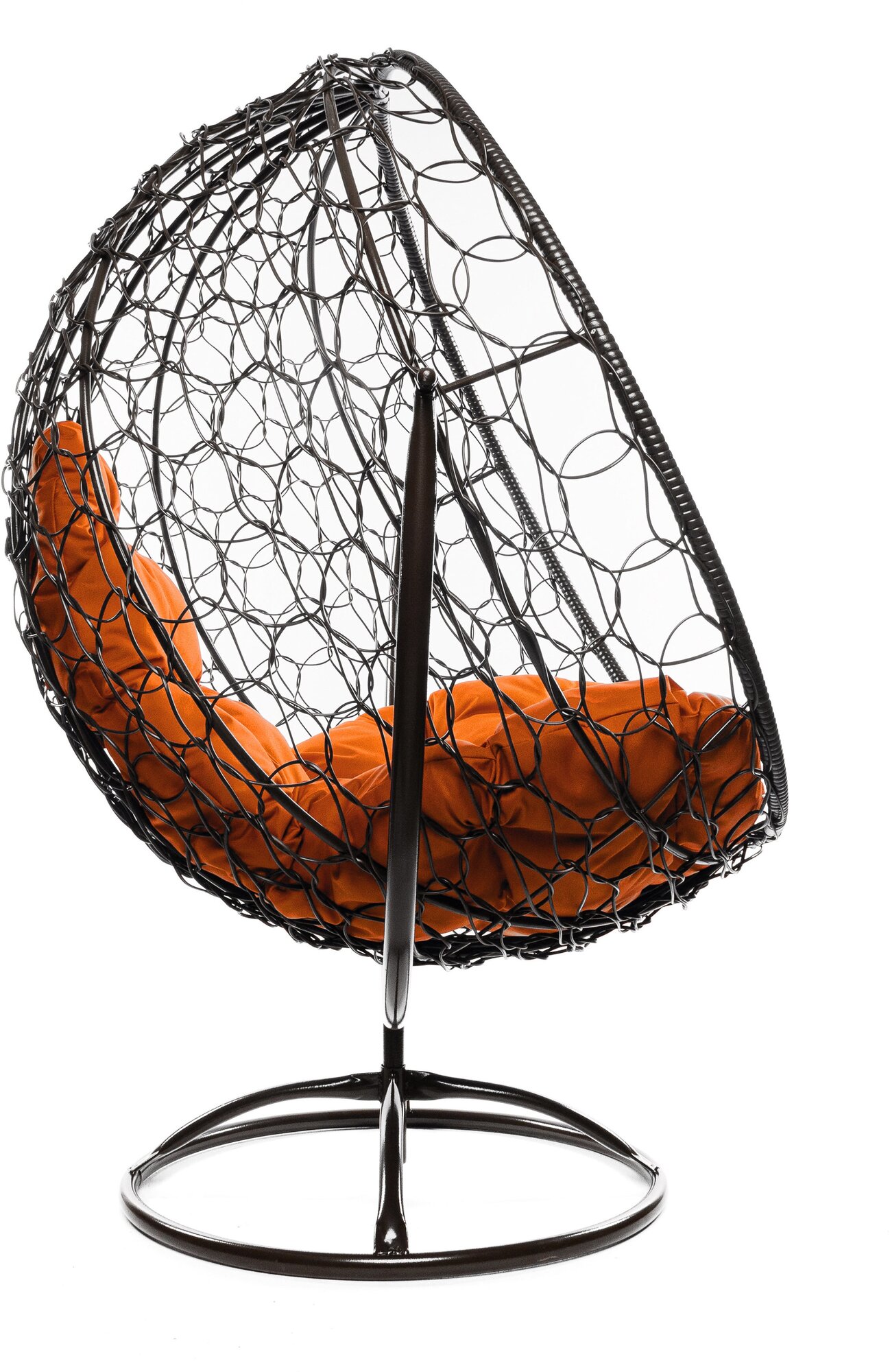 Кресло садовое M-Group круг вращающийся ротанг коричневый, оранжевая подушка - фотография № 5