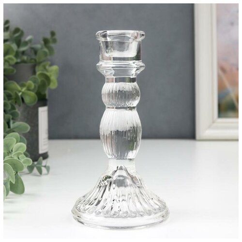 Подсвечник стекло на 1 свечу Колонна с шарами прозрачный 155х85х85 см 1284₽