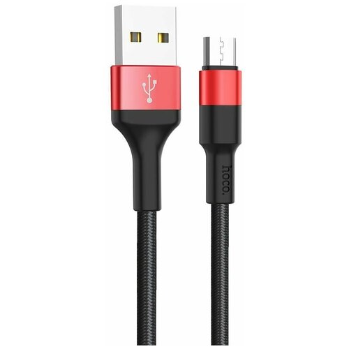 USB кабель HOCO X26 Xpress MicroUSB нейлон 1м (черный, красный) кабель быстрой зарядки и передачи данных hoco x85 usb micro красный