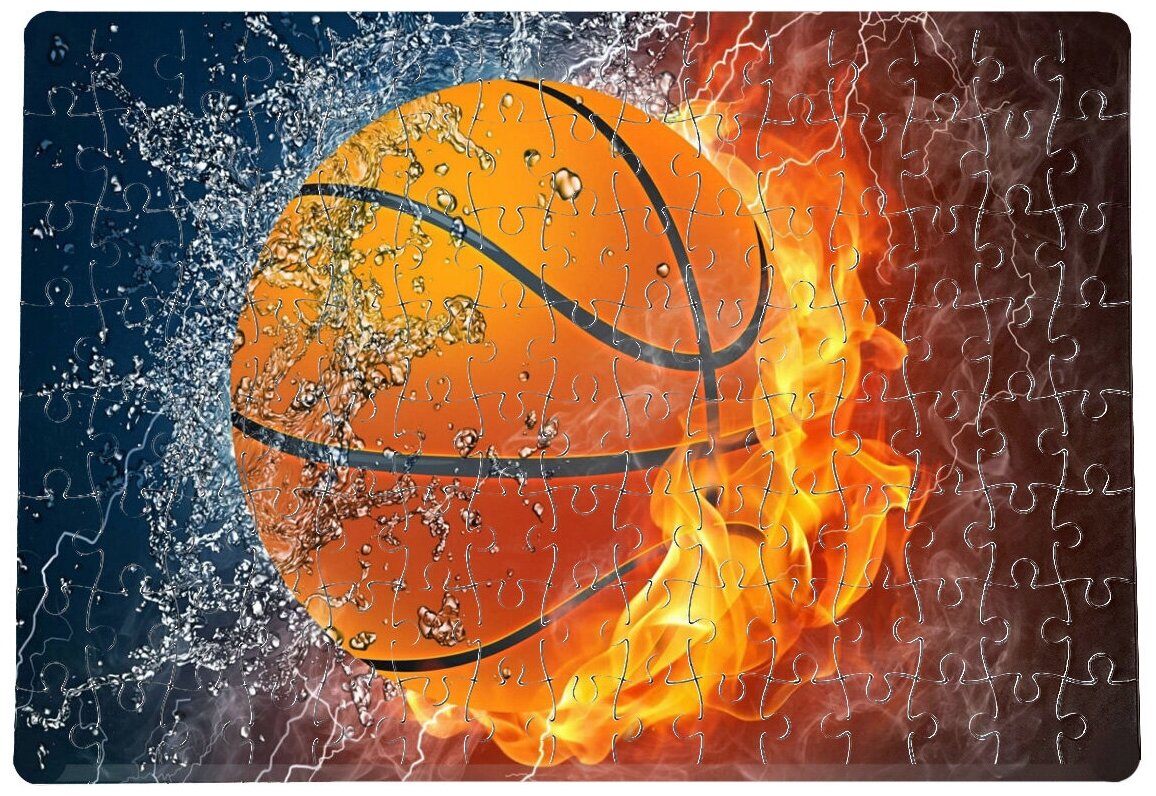 Пазлы CoolPodarok Баскетбол Баскетбольный мяч Огонь Вода 20х29см 120 элемента