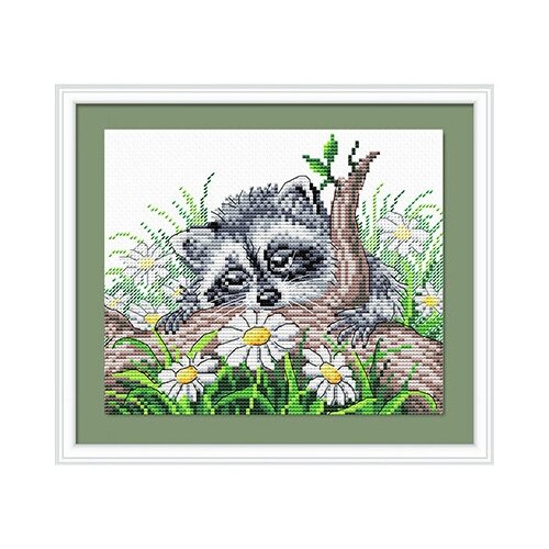 фото Набор для вышивания м.п.студия м №12 №058 малыш енот 15 х 18 см 2 шт. жар-птица