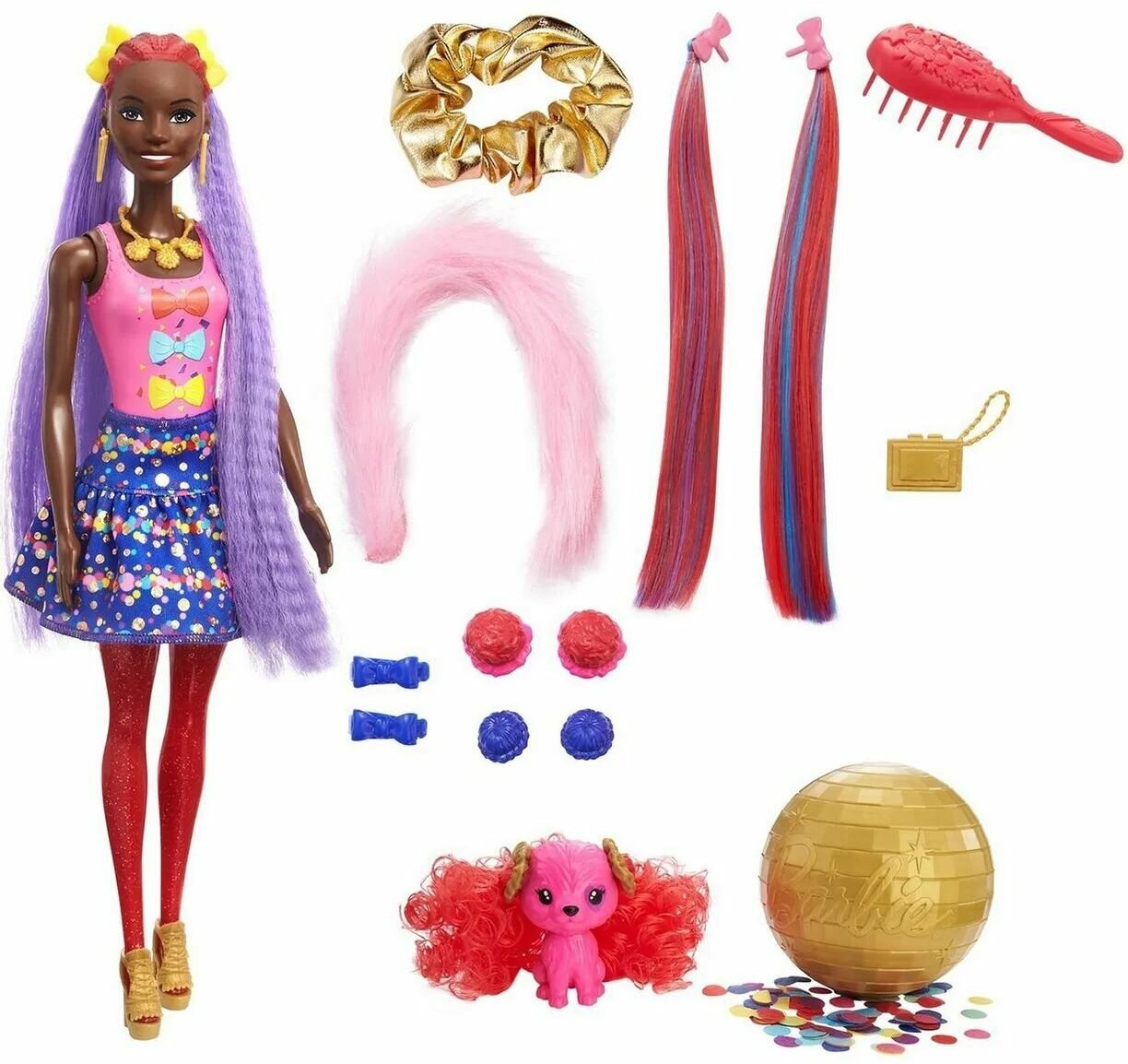 Кукла Барби - Color Reveal Блеск, фиолетовая (Barbie Color Reveal Bows Hair Change Doll)