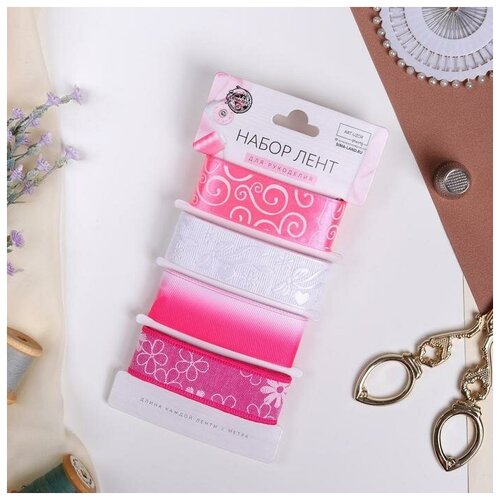фото Набор лент 25мм*2м 4шт розовый фламинго ау 5148960 арт узор