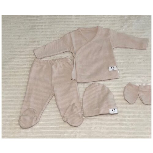 Комплект одежды  By Murat Baby детский, шапка и ползунки и распашонка и рукавицы, повседневный стиль, без карманов, без капюшона, размер 0-3 мес., бежевый