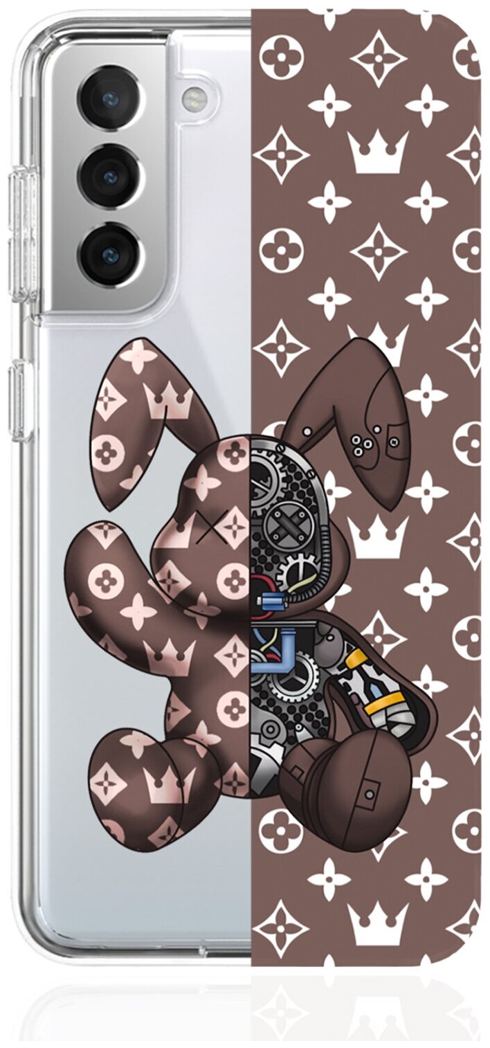 Прозрачный силиконовый чехол MustHaveCase для Samsung Galaxy S21 Bunny Коричневый для Самсунг Галакси С21 Противоударный