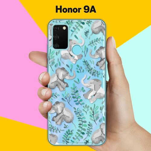 Силиконовый чехол Узор из слонов на Honor 9A силиконовый чехол узор из такс на honor 9a