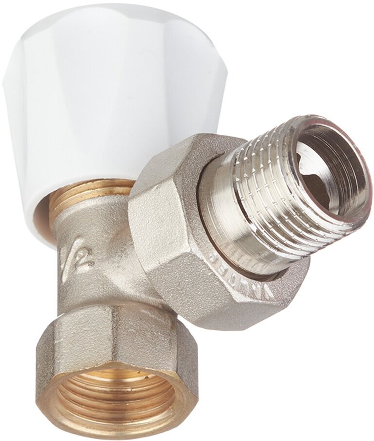 Клапан (вентиль) регулирующий ручной угловой VALTEC (VT.007.LN.04) 1/2 НР(ш) х 1/2 ВР(г) для радиатора - фотография № 3