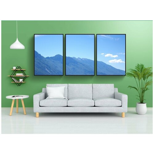 фото Набор модулных постеров для интерьера "горы, озеро, лодки" 60x90 см. в тубусе, без рамки lotsprints