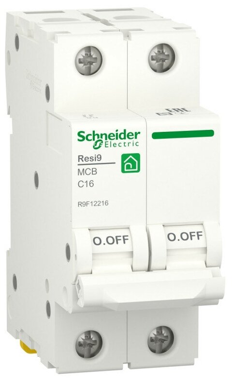 Выключатель автоматический 16А 2П двухполюсный характеристика C 6кА RESI9 R9F12216 Schneider Electric
