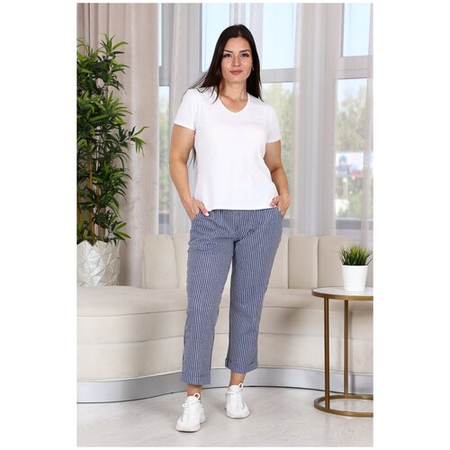 фото Брюки бананы натали, размер 60, синий