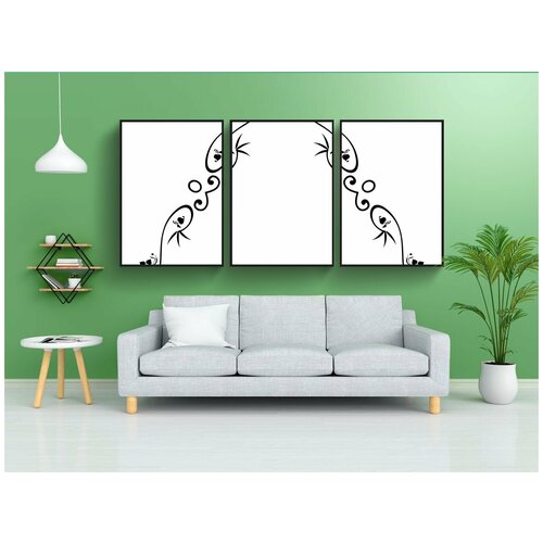 фото Набор модулных постеров для интерьера "декоративный, орнаментальный, цветочный" 60x90 см. в тубусе, без рамки lotsprints