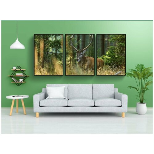 фото Набор модулных постеров для интерьера "харт, лес, природа" 60x90 см. в тубусе, без рамки lotsprints