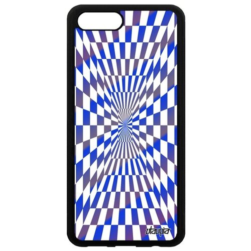 фото Противоударный чехол на мобильный // honor v10 / view 10 // "иллюзия шахмат" графический эффект, utaupia, голубой