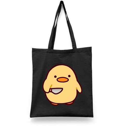 фото Сумка-шоппер унисекс каждому своё "милые уточки/утка/duck" черная
