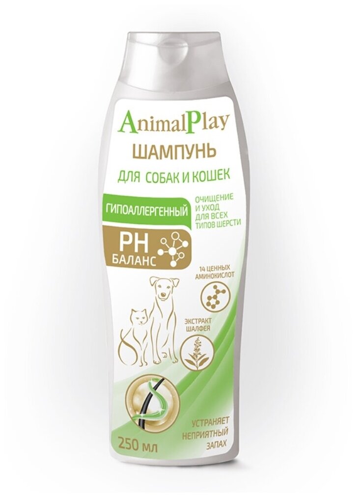 Anymal Play Шампунь гипоаллергенный для собак и кошек 250мл, 1 шт. - фотография № 2