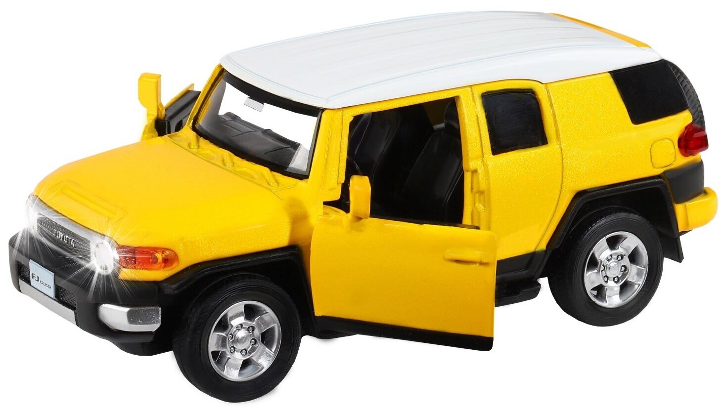 Автопанорама Машина Автопанорама Toyota FJ Cruiser, желтый, 1/32, свет, звук, инерция, в/к 17,5*13,5*9 см - JB1251389