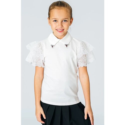 фото Школьная блуза colabear, размер 154, бежевый