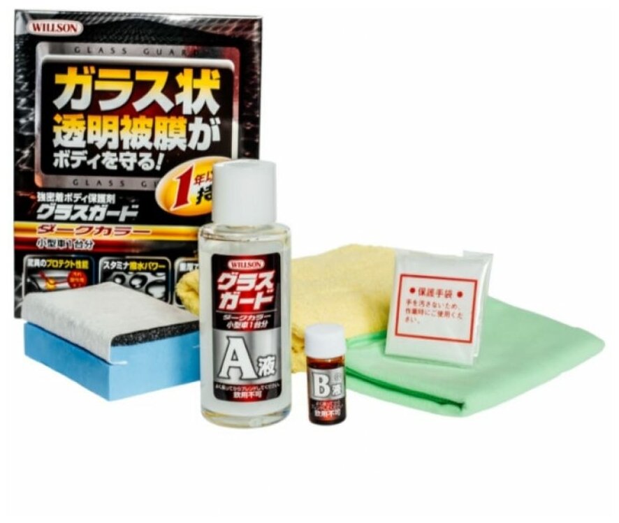 фото Покрытие - Полироль "Жидкое Стекло"(Эффект Защиты До 1 Года) Для Темных Авто С Аппликаторами(140мл+4.5мл). Ws-01239 WILLSON арт. WS-01239