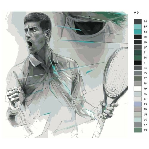 Картина по номерам V-9 Теннисист Новак Джокович 80х80