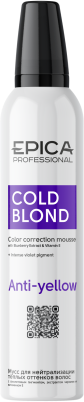 EPICA Professional Мусс для нейтрализации тёплых оттенков волос COLD BLOND, 250 мл