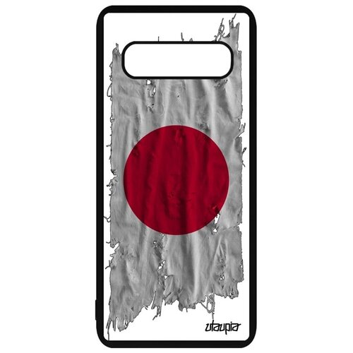 фото Защитный чехол на смартфон // galaxy s10 // "флаг японии на ткани" стиль государственный, utaupia, белый