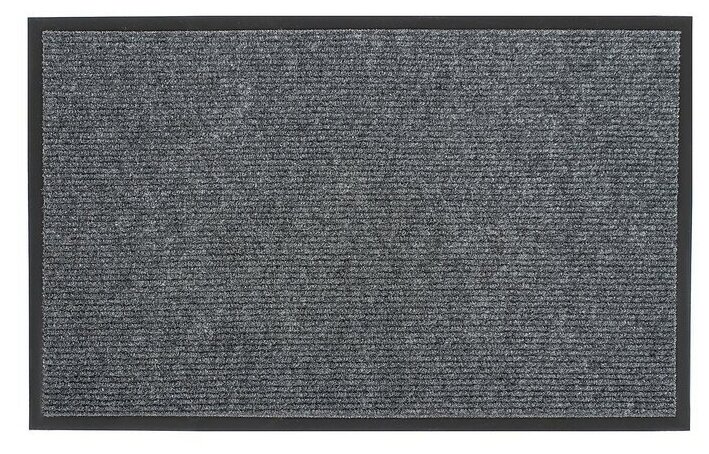 фото Коврик придверный влаговпитывающий, ребристый, "Комфорт", 50x80 см, цвет серый