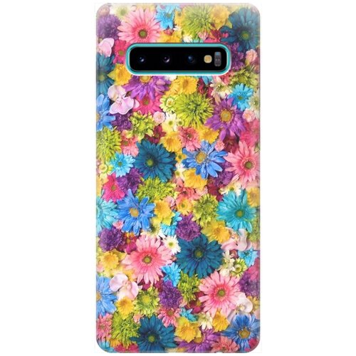 фото Силиконовый чехол на samsung galaxy s10+ / самсунг с10 плюс с принтом "поле разноцветных цветов" gosso